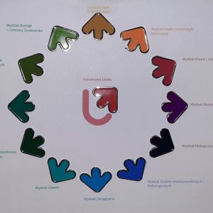 Pins srebrny w kolorze Wydziałów